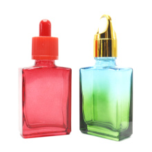 red 30ml colorful glass dropper bottle square glass cosmetic bottle GB-131B